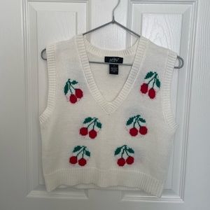 White knit cherry 🍒 vest